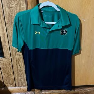notre dame green and blue polo size small